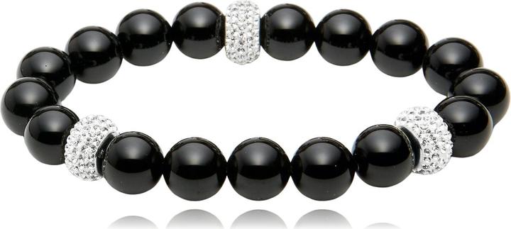 Produktbild Leyda Onyx Armband mit Silber & Zirkonia (18 cm, Silber 925, Stein, syntetischer Stein)
