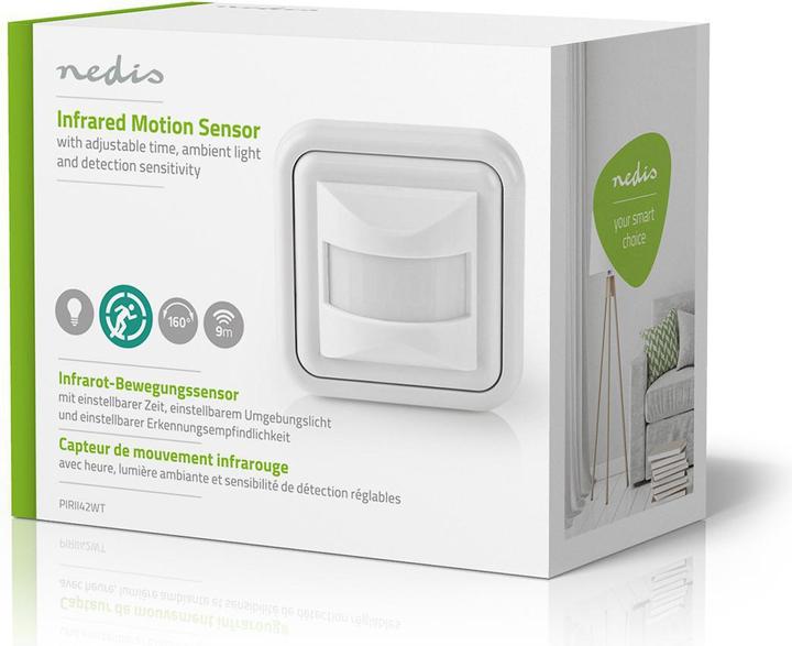 Actual product image Nedis Motion detector indoor 2-Wire / 3-Wire 160 ° 5-200 W 200 W 500 W 3-2000 Lux Sensor technology: PIR (9 m)