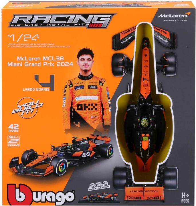 Produktbild Bburago McLaren F1 MCL38 1/24 Kit Norris 2024