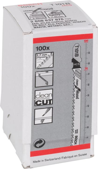 Produktbild Bosch Professional Zubehör Stichsägeblatt T 101 B Clean for Wood, 100er-Pack