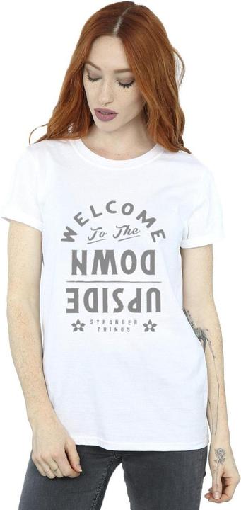 Actual product image Netflix Womens/Ladies Stranger Things Welcome To Upside Down Cotton Boyfriend T-Shirt (S)