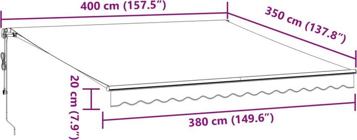 Produktbild VidaXL Markise Gelenkarmmarkise Sonnenmarkise Balkon Automatisch 400x350cm (4 m)