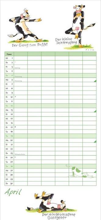 Immagine prodotto YogafürKüheFamilienplaner2026-Wandkalender-Familien-Kalendermit6Spalt (22 x 49 cm, Copertina rigida, Tedesco)
