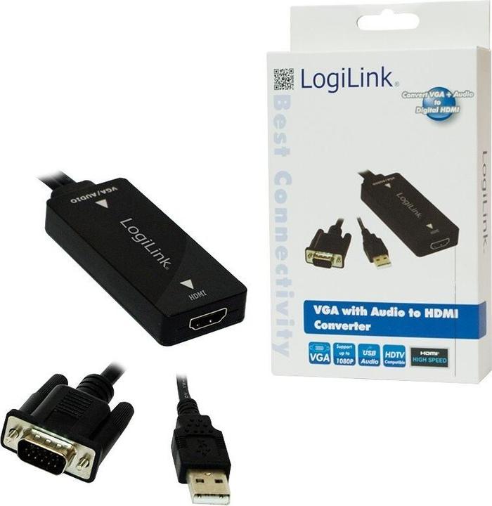 Produktbild LogiLink CV0060 - VGA mit Audio- und HDMI-Konverter (HDMI, 20 cm)