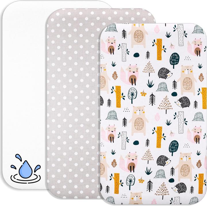Image du produit ‎Lovely Hippo 3-teiliges Baby-Spannbettlaken-Set (50 x 83 cm)