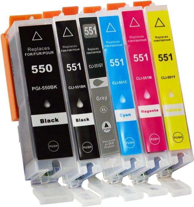 Actual product image Hermex Compatible Ink Cartridge XL for Canon PIXMA MG7150 (M, Y, FC, GY, C, PGBK)