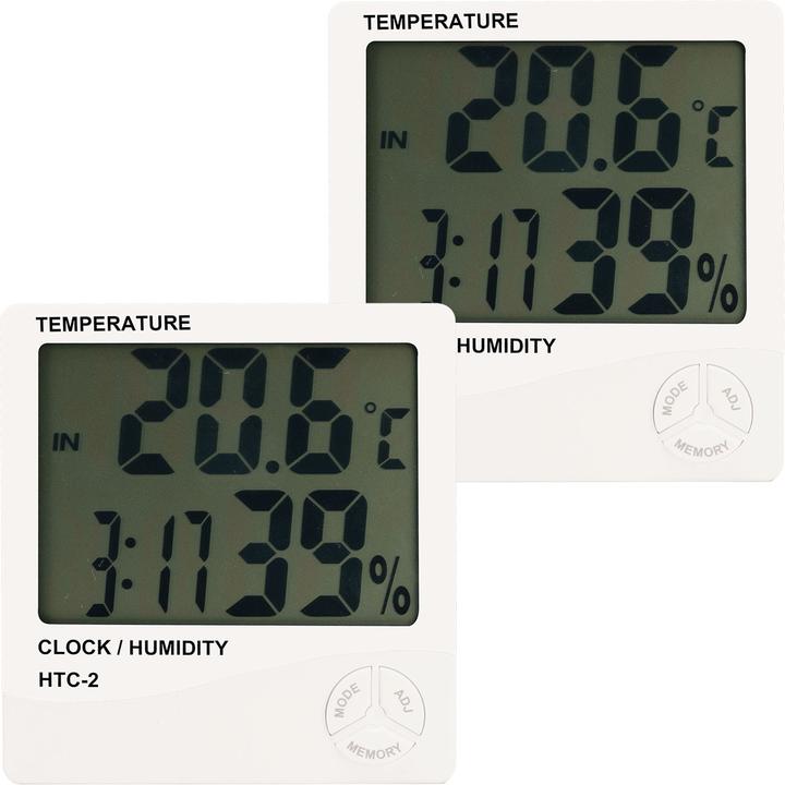 Image du produit Casativo Lot de 2 hygromètres et thermomètres numériques avec sonde extérieure, horloge et réveil