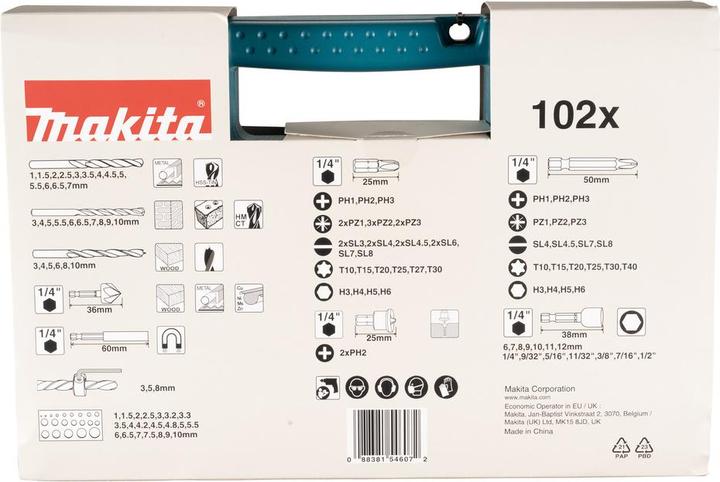 Productafbeelding Makita Bits Boorset 102 stuks ( B-68432 ) Bits / Boor / Dopsleutel (1, 1.5, 2, 2.5, 3, 3.5, 4, 4.5, 5, 5.5, 6, 6.5, 7 mm)
