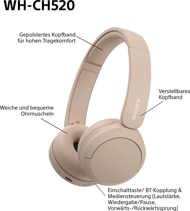 Produktbild Sony WH-CH520 (keine Geräuschunterdrückung, 50 h, Kabellos)