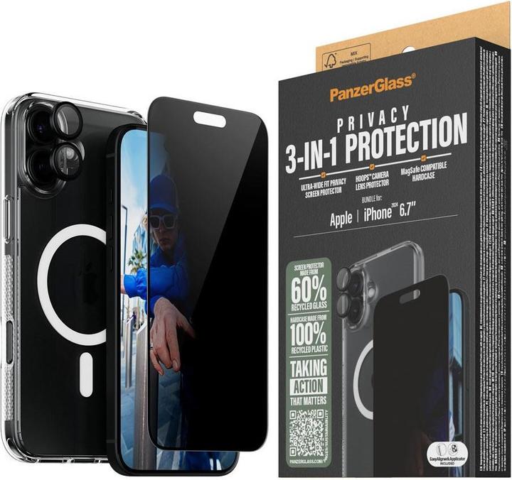 Productafbeelding PanzerGlass Privacy (1 Stuk, Apple iPhone 16 Plus)