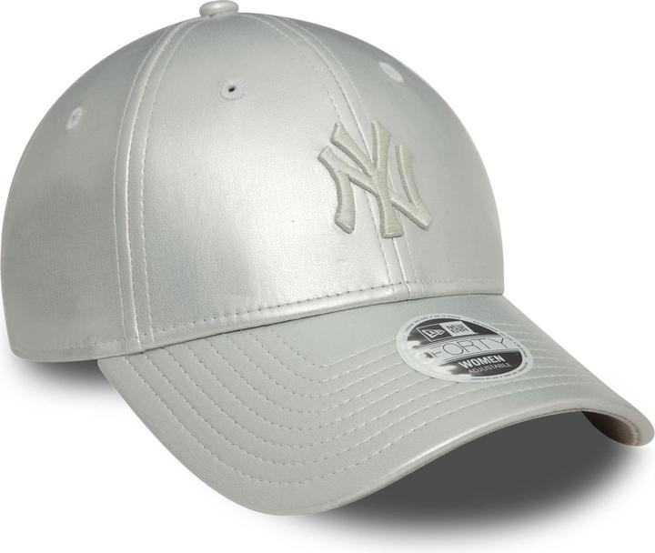 New Era 9Forty Damen Cap - KUNSTLEDER NY Yankees silber