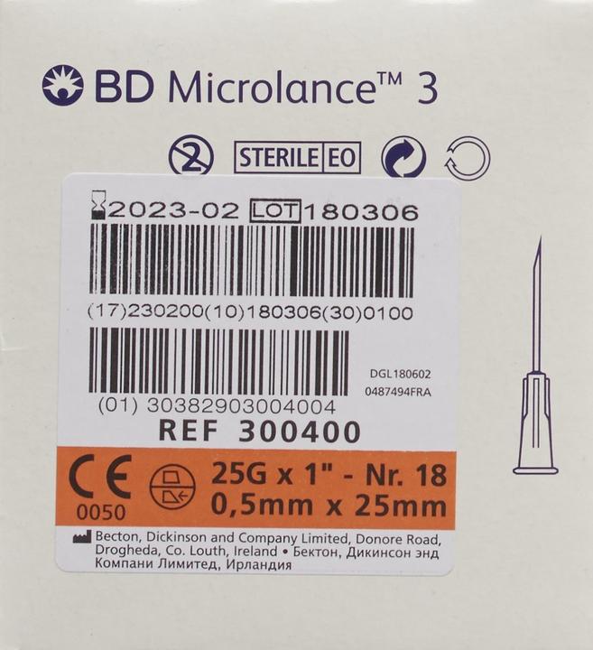 Immagine prodotto BD Microlance 3 Cannula per iniezione 0,50x25mm arancione 100 pz.
