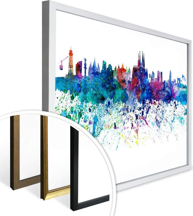 Produktbild Trenddeko Barcelona Aquarell Skyline (100 x 80 cm)