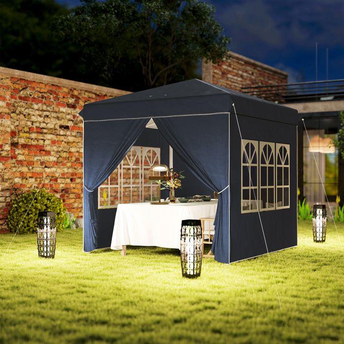 Immagine prodotto Swisshandel24 Faltpavillon 2,5x2,5m, wasserabweisend mit 4 Seitenteilen, Dunkelblau (250 cm, 250 cm)