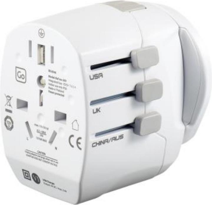 Image du produit Go Travel Worldwide Adaptor + USB Earthed