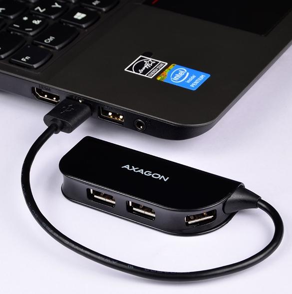 Immagine prodotto Axagon HUE-X4B - USB 2.0 - USB 2.0 - 480 Mbit/s - Nero - 0.2 m - USB (USB-A, 4 Porti)