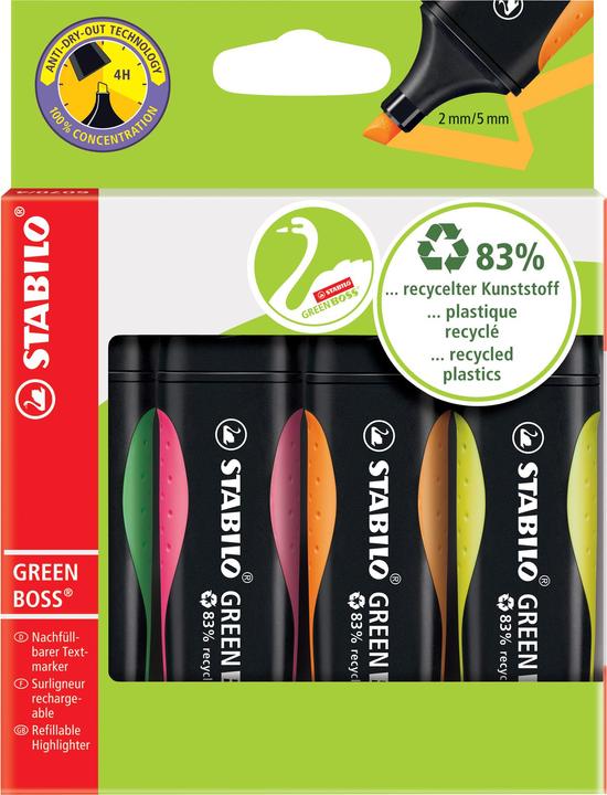 Actual product image STABILO GREEN BOSS highlighter (Orange, Yellow, Green, Pink, 5 mm, 4 x)