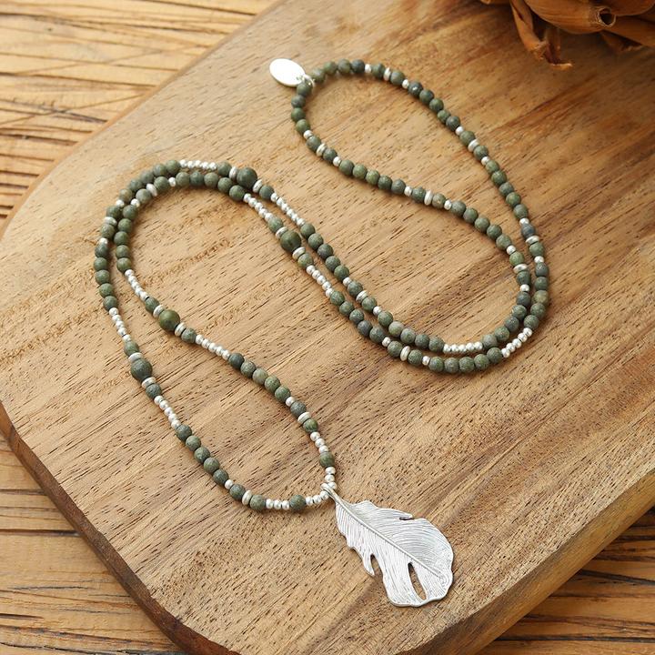 Produktbild Andreani Schmuckset "Feder" aus echter afrikanischer grüner Jade (Grün)