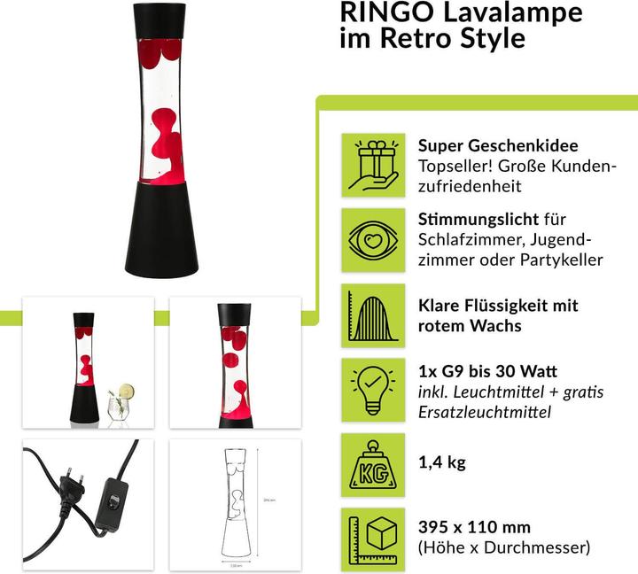 Energy Label Licht-Erlebnisse Lava lamp Ringo (210 lm, G9)