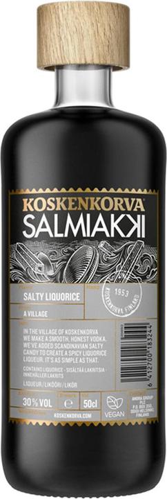 Actual product image Koskenkorva Distillery Koskenkorva Salmiakki liquorice liqueur from Finland 30% vol. 0.5l