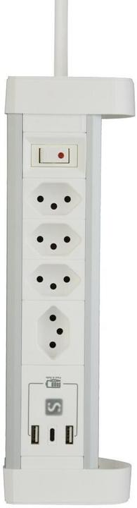 Actual product image Schönenberger ALU table socket strip white (4 x, Type 13, 2 m)