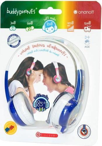 Actual product image Buddyphones kids headphones wired Discover (Blue)