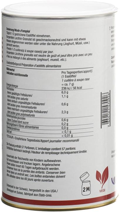 Nährwerte und Zutaten Burgerstein Lecithin Granulat (1 Stück, Granulat, 397 g)