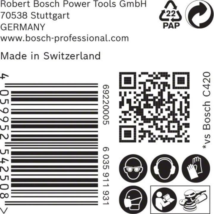 Image du produit Bosch Professional Zubehör EXPERT C470 Papier abrasif à 8 trous pour ponceuse excentrique, 125 mm, G 120, 50 pcs. (120)