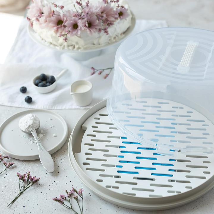 Immagine prodotto BranQ Contenitore per dolci rotondo e alto di colore bianco con inserto di raffreddamento