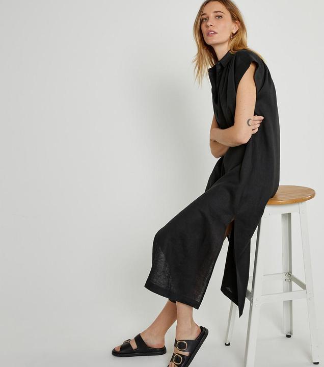 Image du produit La Redoute Collections Robe-blouse midi Signature en lin (S)
