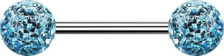 Image du produit Star Piercing Micro Barbell argent avec deux boules aqua couche protectrice d'époxy (sans laiton, Acier chirurgical 316L)