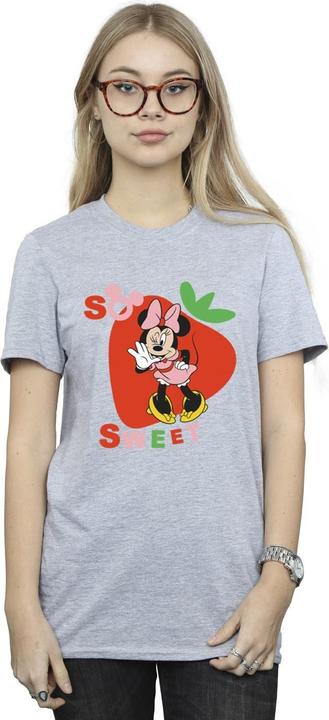 Actual product image Disney Womens/Ladies Minnie Mouse So Sweet Strawberry Cotton Boyfriend T-Shirt (S)