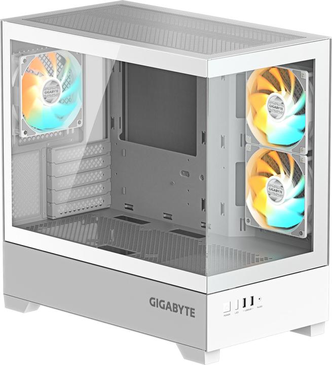 Productafbeelding Gigabyte Kast GB-C201PI - Mid tower - 2xUSB 3.0 - 3x 120mm ARGB ventilator - wit (mATX, Mini-ITX)