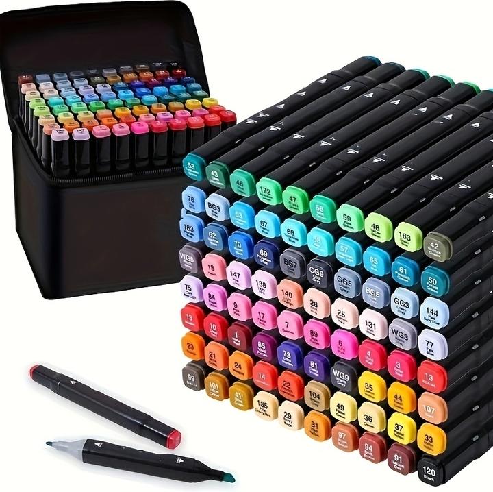 Produktbild PhoneLook Doppeltipp Permanentmarker Set zum Markieren und Ausmalen (80 Farben) (Schwarz)