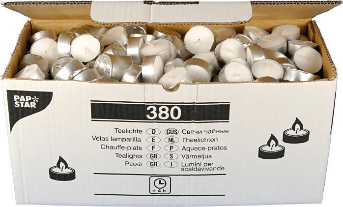 Papstar Bougies chauffe-plat blanches (380 pcs)