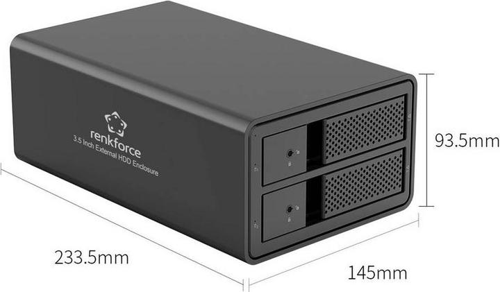 Actual product image Renkforce RF-6647596 8.9 cm (3.5 Zoll) Festplattengehäuse 2 Bay 3.5 Zoll USB-A ( (3.5")