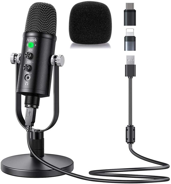 Actual product image Aveek USB Microphone for PC with Stand