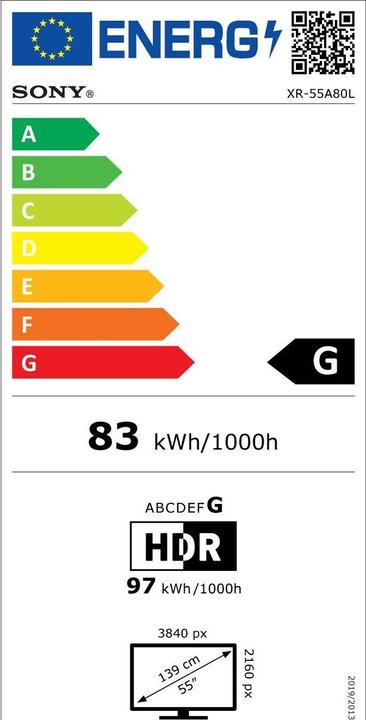 Energie-Label Sony XR-55A80L (55", A80L, OLED, 4K, 2023)