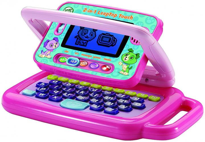 Actual product image VTech 600953 Leap Frog Kids 2 in 1 Touchscreen Activity and Music Laptop - Pink (English Version) 3+ (English)
