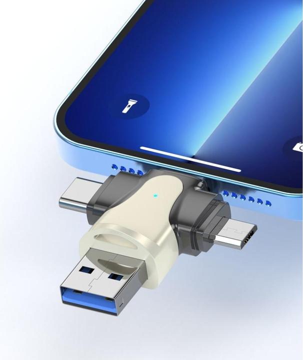 Image du produit PowerGuard Adaptateur 4 en 1 USB-C Lightning MicroUSB & MicroSD Card Reader (USB Type C, Lightning, Micro USB)