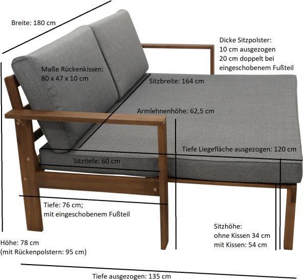 Produktbild Degamo Liegesofa BELIZE ausziehbar mit Auflagen (248 cm)
