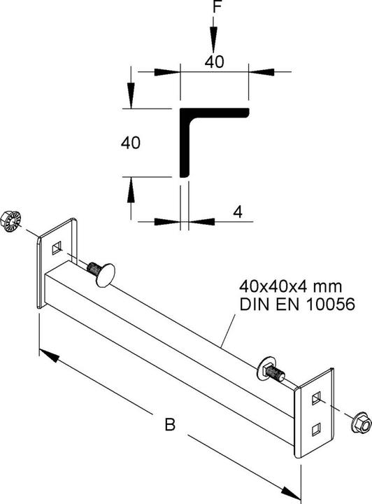 Actual product image Niedax NIE SPW 40/1200 rung for riser 40x40x4mm W=1234mm 0,75kN