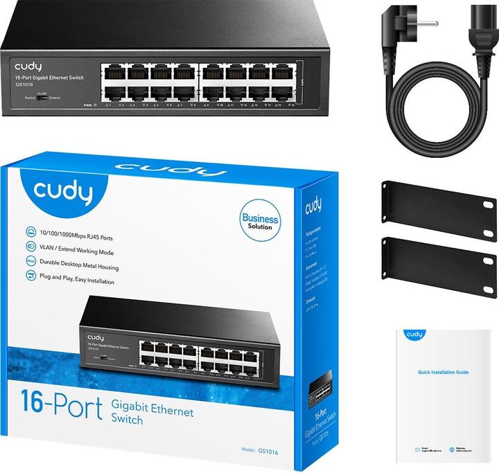 Immagine prodotto Cudy Switch di rete GS1016 Gigabit Ethernet (10/100/1000) Nero (16 Porti)