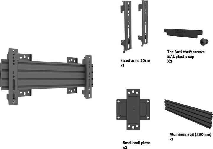 Immagine prodotto Multibrackets Montaggio a parete Ultrastretch, VESA 100x100-400x200 (Muro, 37")