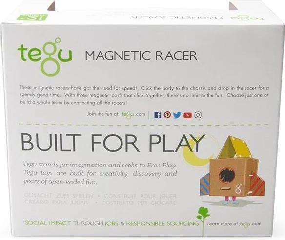 Actual product image Tegu Magnetic Wooden Building Blocks Baby Racing Car Yellow Green