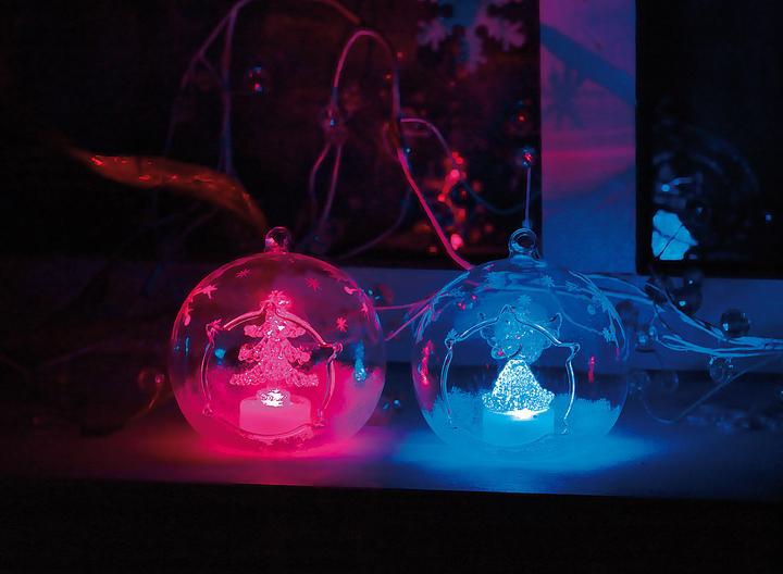 Actual product image Lunartec Mouth blown LED glass ornaments in ball shape, set of 2 (2 -part)
