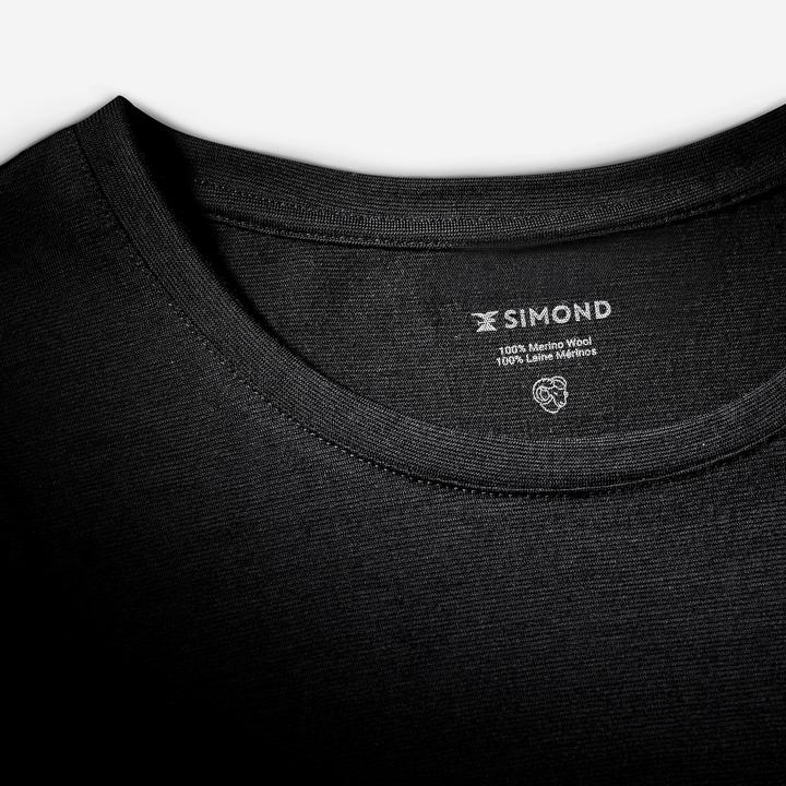 Image du produit Simond T-shirt manches courtes 100 % laine mérinos homme, Merino 100% noir (XL)