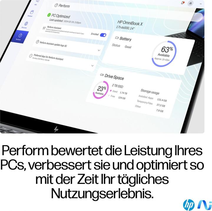 Produktbild HP OmniBook X AI 14-fe0165ng (14", Snapdragon X Elite X1E-78-100, 16 GB, 1000 GB, DE)