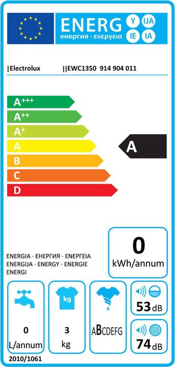 Energy Label Electrolux Ewc1350 (3 kg, Left)