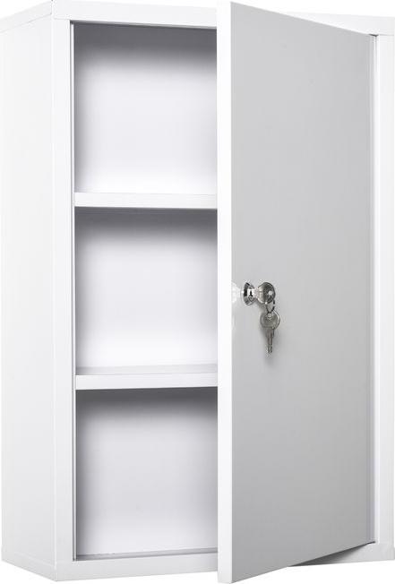 Produktbild Swisshandel24 Medizinschrank Arzneischrank Erste-Hilfe-Schrank mit Schloss 3 Fächer Stahl Weiss 40 x 18 x 60 cm (40 x 18 x 60 cm)